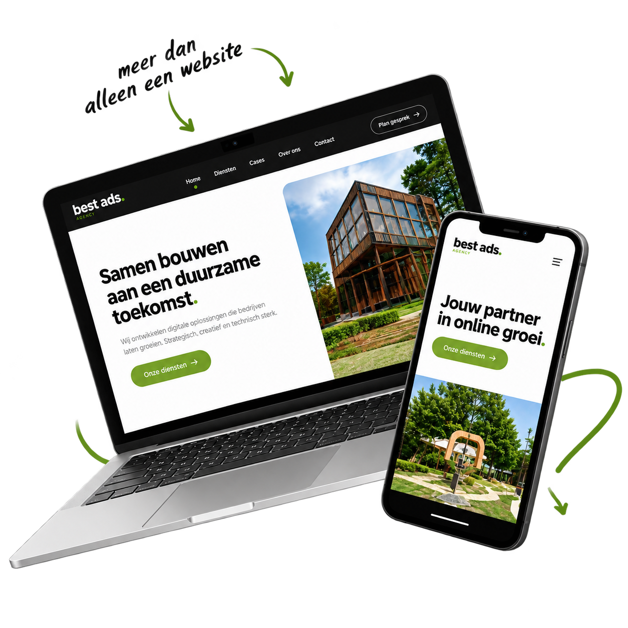 Best Ads website op laptop en smartphone